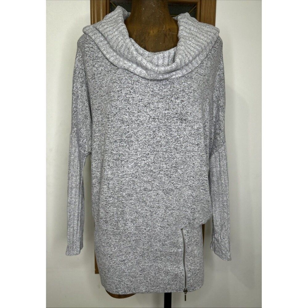 WHBM Cowl Neck Sweater Dress Women’s Small Gray Batwing Longline